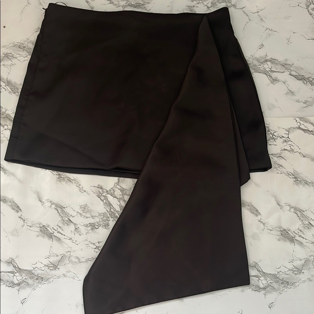 Zara Black Asymmetrical Wrap Mini Skirt